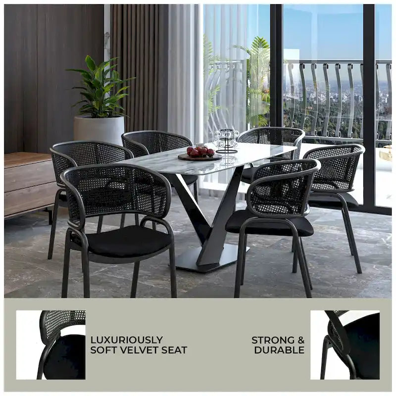 Ervilla Modern Upholstered Dining Chair with Cozy Armchair and Black Iron Legs for Dining Room Kitchen Patio