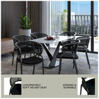 Ervilla Modern Upholstered Dining Chair with Cozy Armchair and Black Iron Legs for Dining Room Kitchen Patio