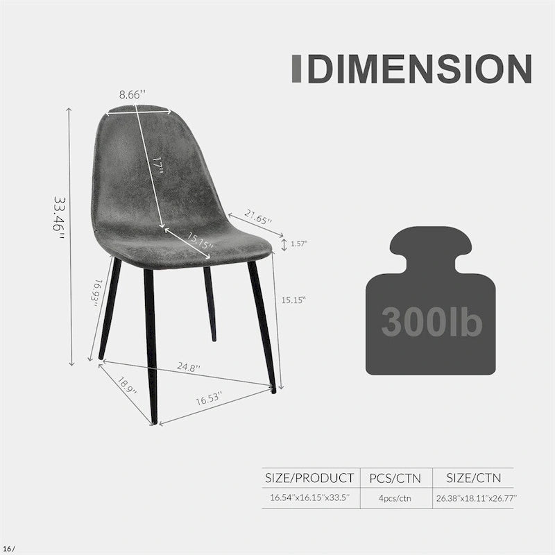 Modern Dining Room Chairs with Metal Legs(Set of 4) - N/A