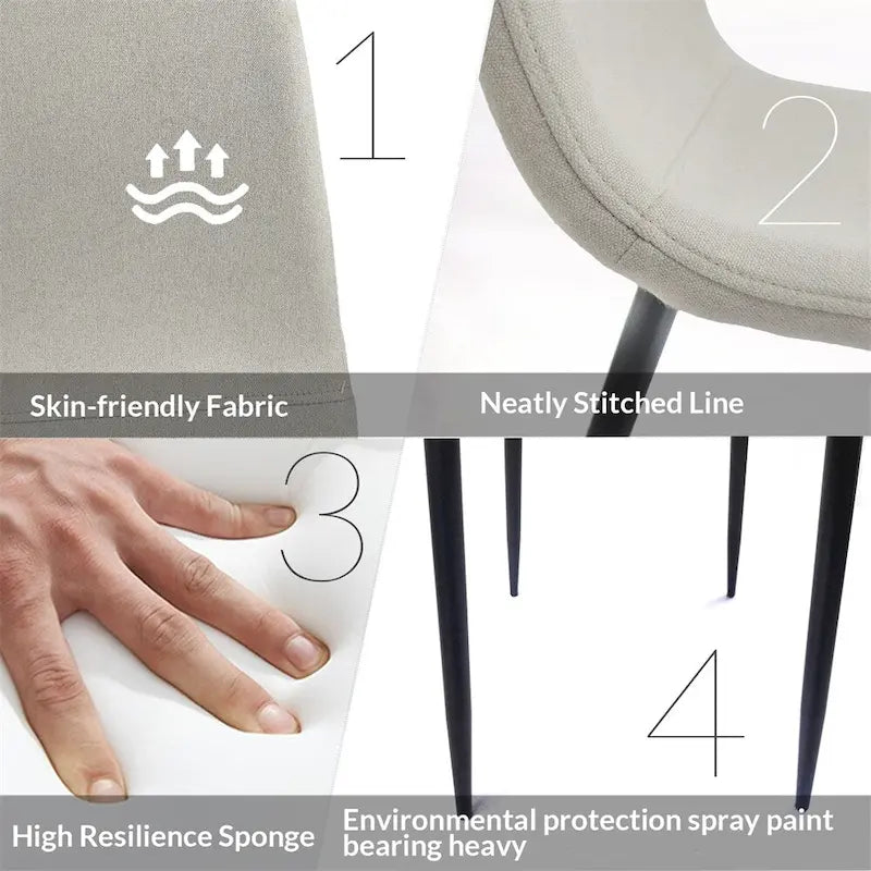 Modern Dining Room Chairs with Metal Legs(Set of 4) - N/A