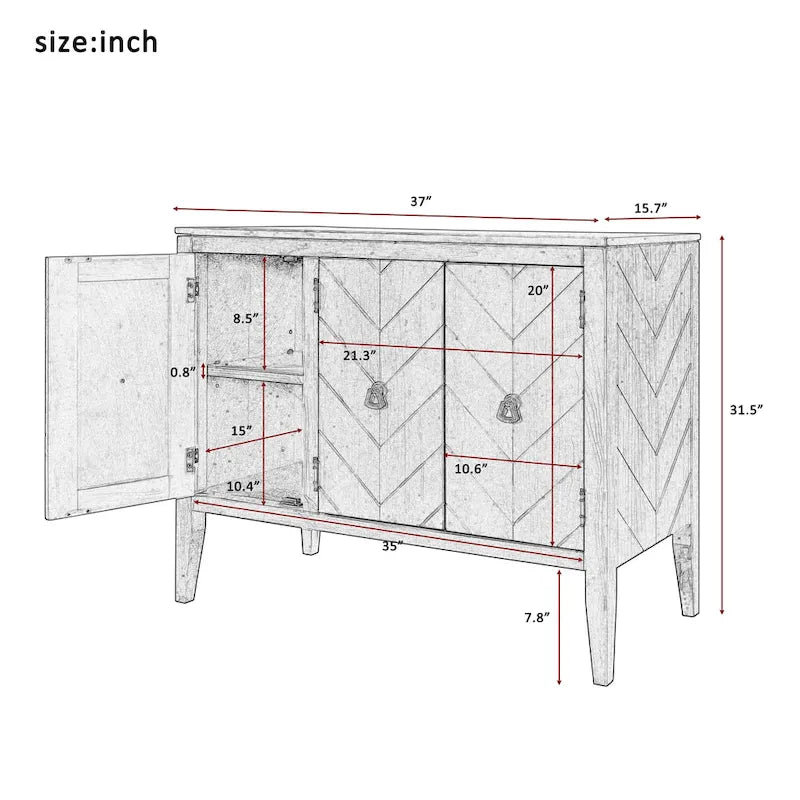 37 Vintage Style Kitchen Accent Buffet Sideboard Cabinet