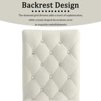 Luxury White Velvet Dining Chairs with Crystal Decor Button Tufted Back and Gold Metal Legs
