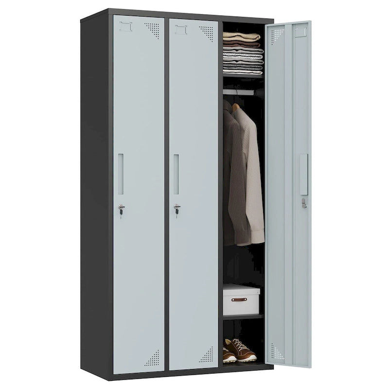 Steel School Locker with Key and 3 Doors