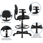 Fabric Drafting Chair with Arms (Cylinders: 22.5-27H or 26-30.5H)