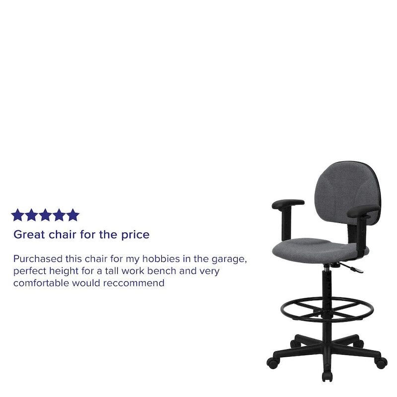 Fabric Drafting Chair with Arms (Cylinders: 22.5-27H or 26-30.5H)