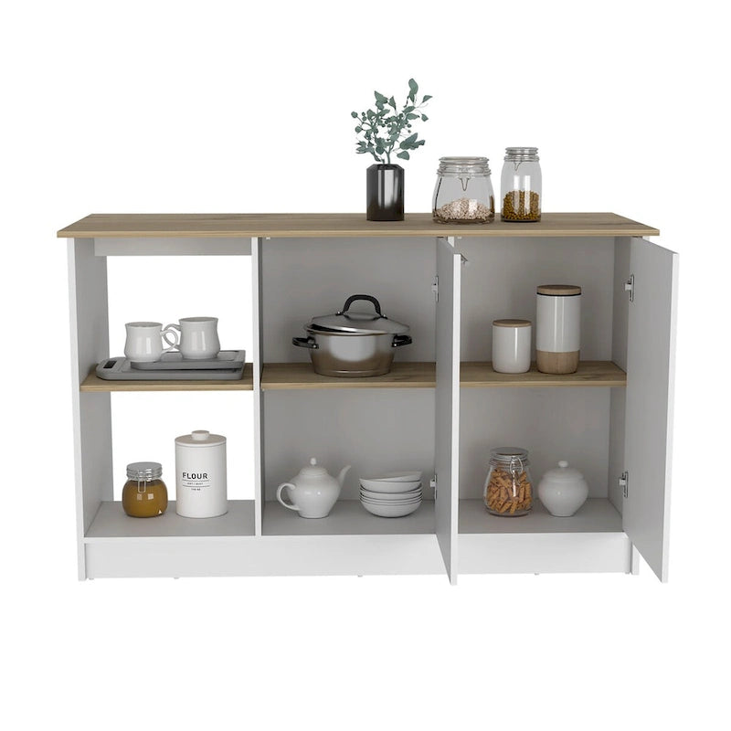 Kitchen Island for Dining Room, Kitchen, White / Light Oak