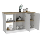 Kitchen Island for Dining Room, Kitchen, White / Light Oak