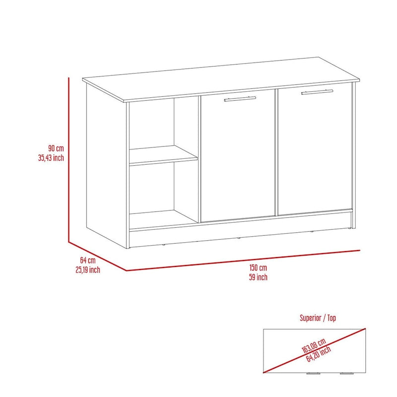 Kitchen Island for Dining Room, Kitchen, White / Light Oak