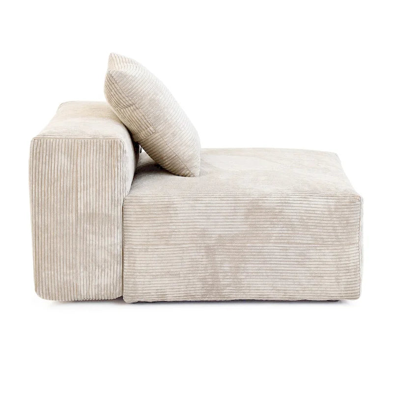 L-Shaped Couch Corduroy Sofa 5-seat Modular Large Sectional Couch with Ottoman for Living Room
