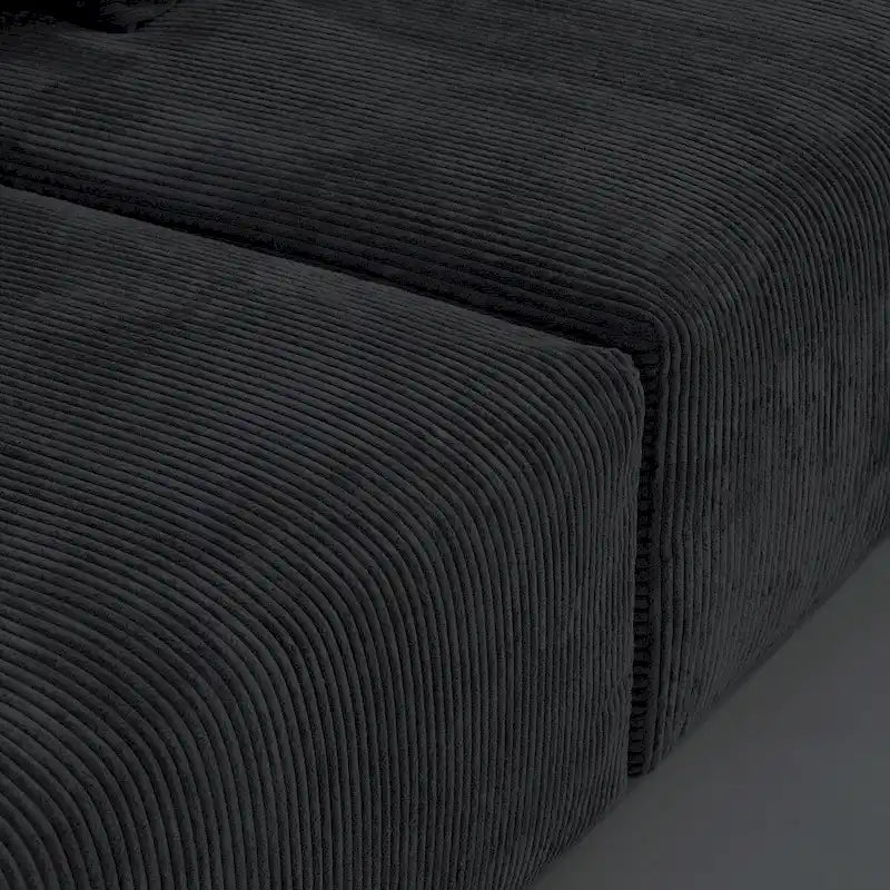 L-Shaped Couch Corduroy Sofa 5-seat Modular Large Sectional Couch with Ottoman for Living Room