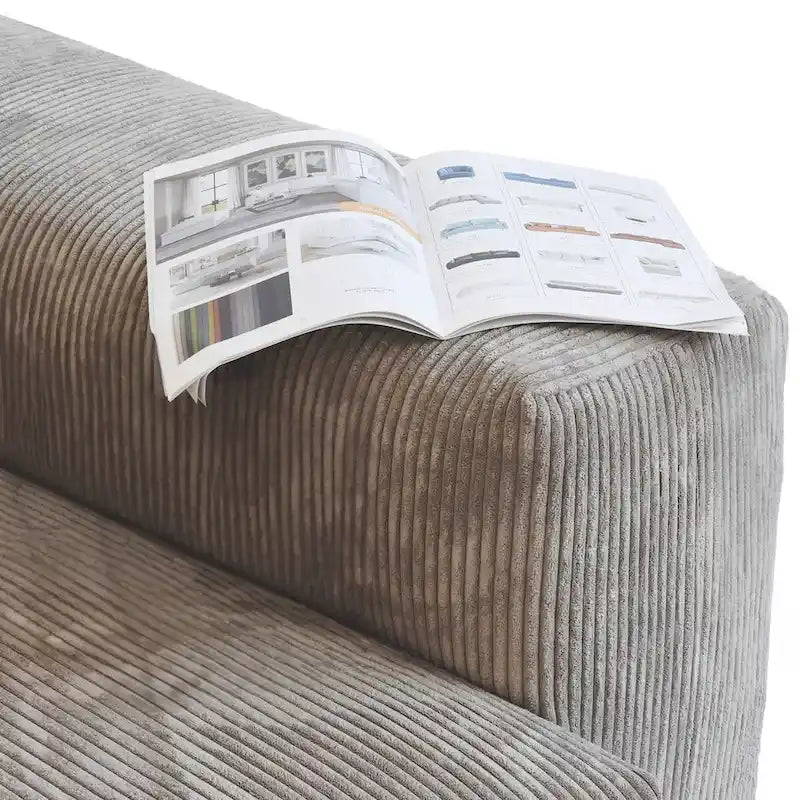 L-Shaped Couch Corduroy Sofa 5-seat Modular Large Sectional Couch with Ottoman for Living Room