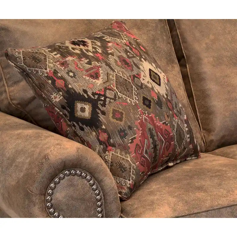 Made in USA Rancho Rustic Brown Buckskin Fabric Sofa Bed and Two Chairs Set