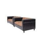 HomeRoots 72 Brown Chenille And Black Sofa - 72
