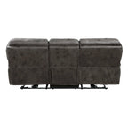 Tony 90 Inch Power Double Recliner Sofa, Gray Microfiber, USB Charging Port