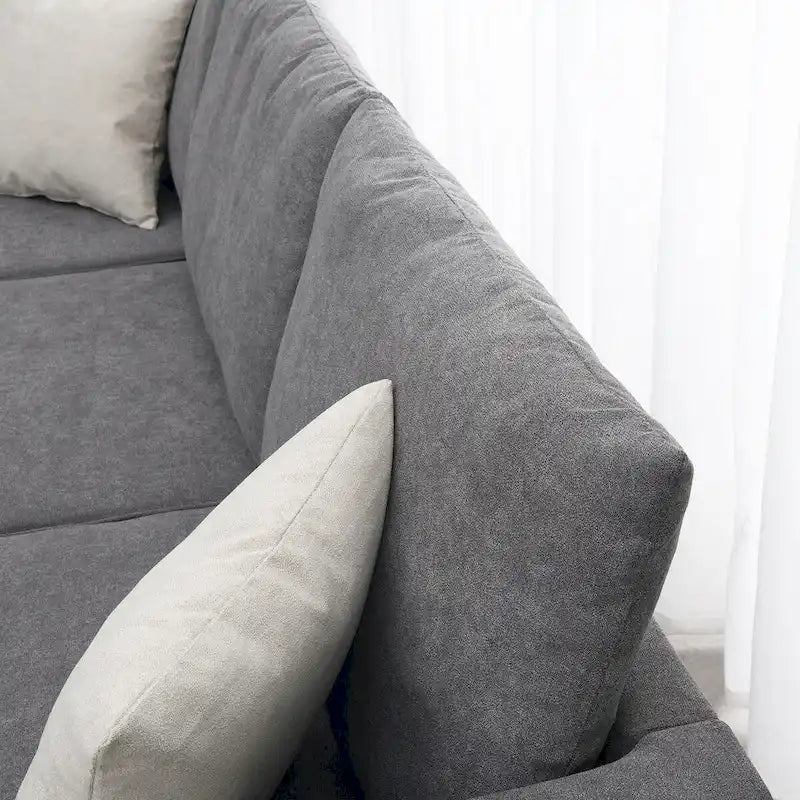 91-inch Modern L-shaped Upholstered Sectional Sofa with Three Pillows - 91W x 91D x 33.5H