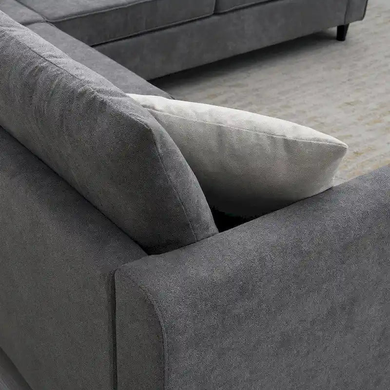 91-inch Modern L-shaped Upholstered Sectional Sofa with Three Pillows - 91W x 91D x 33.5H