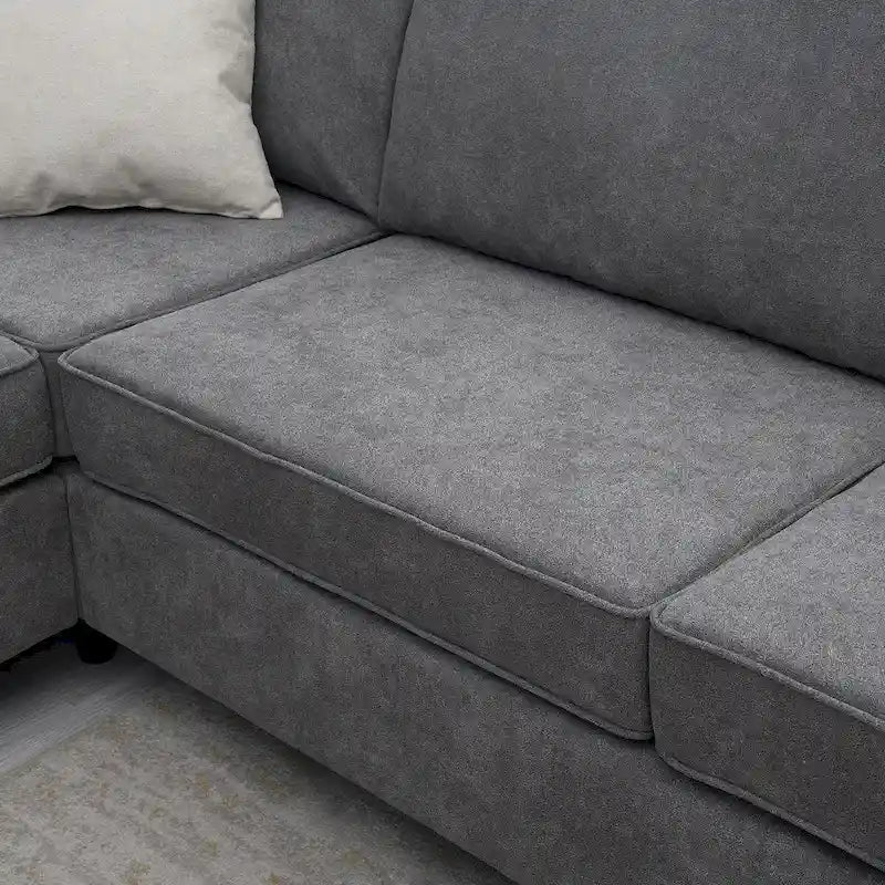 91-inch Modern L-shaped Upholstered Sectional Sofa with Three Pillows - 91W x 91D x 33.5H