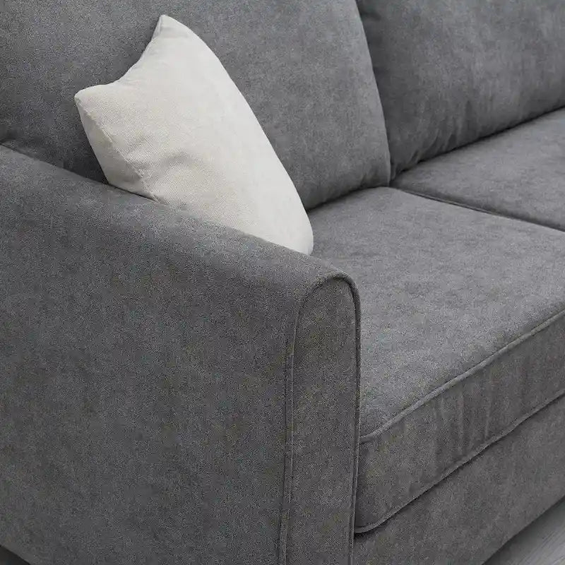 91-inch Modern L-shaped Upholstered Sectional Sofa with Three Pillows - 91W x 91D x 33.5H
