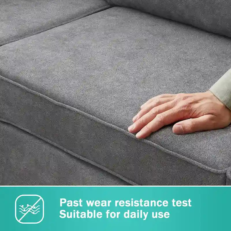 91-inch Modern L-shaped Upholstered Sectional Sofa with Three Pillows - 91W x 91D x 33.5H