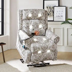Traditional-Style Electric Lift Recliner (with Massage, Heating, and Manually Adjustable Headrest)