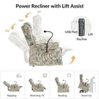 Traditional-Style Electric Lift Recliner (with Massage, Heating, and Manually Adjustable Headrest)