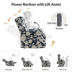 Traditional-Style Electric Lift Recliner (with Massage, Heating, and Manually Adjustable Headrest)