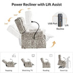 Traditional-Style Electric Lift Recliner (with Massage, Heating, and Manually Adjustable Headrest)