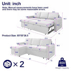 Convertible Sofa Bed with Storage Chaise, Chenille-Light Gray