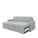 Convertible Sofa Bed with Storage Chaise, Chenille-Light Gray