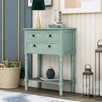 Solid Wood Distressed Sofa Table with Three Storage Drawers and Bottom Shelf