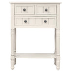 Solid Wood Distressed Sofa Table with Three Storage Drawers and Bottom Shelf