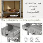 Solid Wood Distressed Sofa Table with Three Storage Drawers and Bottom Shelf