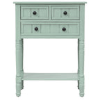 Solid Wood Distressed Sofa Table with Three Storage Drawers and Bottom Shelf