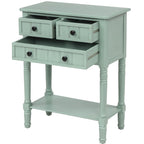 Solid Wood Distressed Sofa Table with Three Storage Drawers and Bottom Shelf
