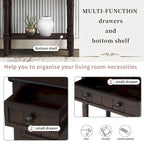 Solid Wood Distressed Sofa Table with Three Storage Drawers and Bottom Shelf