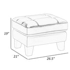 Sofy 27 Inch Ottoman, Dark Gray Top Grain and Faux Leather, Solid Wood