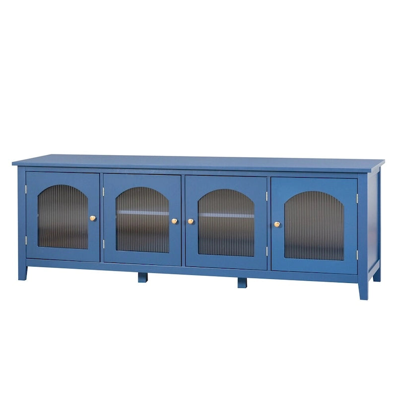 71 TV Cabinet w/ Solidwood Frame, Changhong Glass Door, Metal Handle