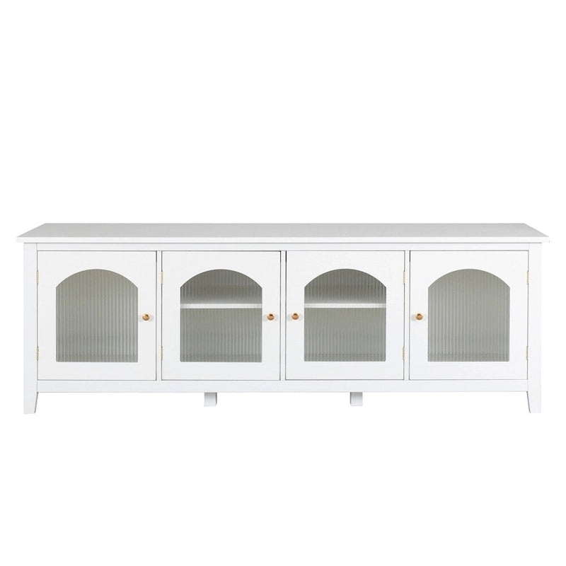 71 TV Cabinet w/ Solidwood Frame, Changhong Glass Door, Metal Handle