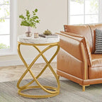 Round End Side Table with Metal Frame for Living RoomSet of 2) - 2PCS