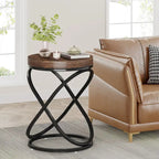 Round End Side Table with Metal Frame for Living RoomSet of 2) - 2PCS