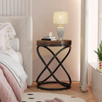Round End Side Table with Metal Frame for Living RoomSet of 2) - 2PCS