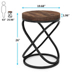 Round End Side Table with Metal Frame for Living RoomSet of 2) - 2PCS