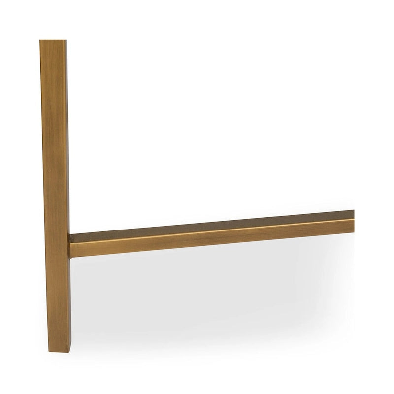 Macari Miki Art Deco Solid Wood AndVegan Leather Shagreen With Brass Accents Console Table - 59W x 16D x 32.3H