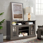 58 Wood TV Stand with Storage Space and Cable Management Cutouts