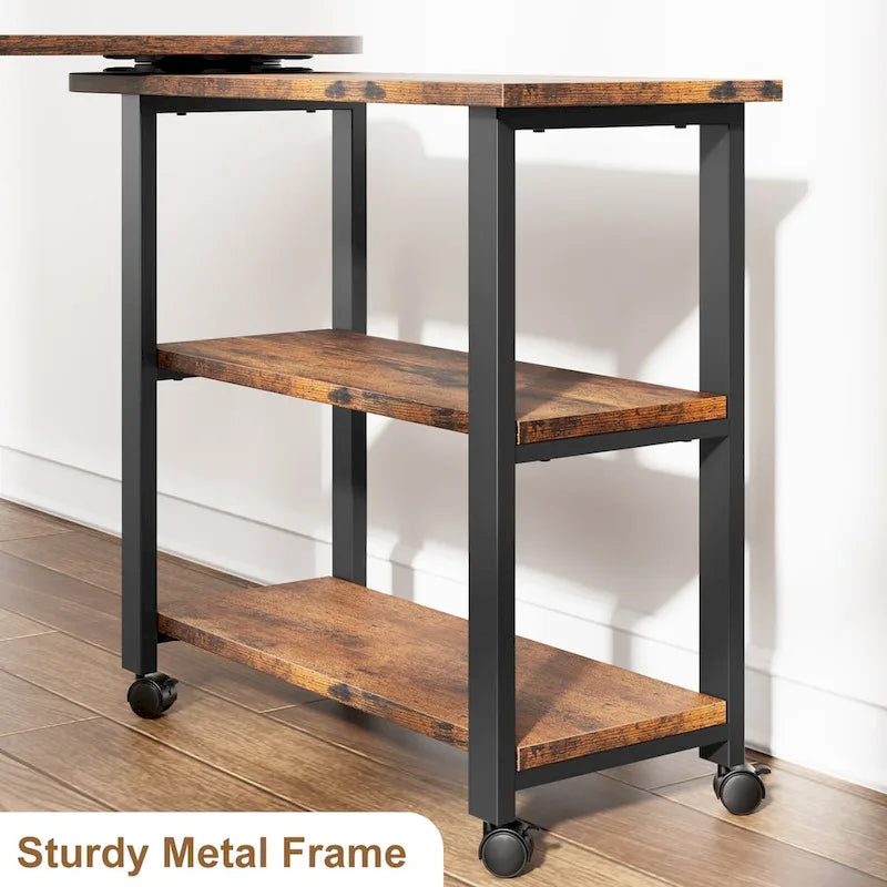 End Table Rotating Sofa Side Table with Charging Station