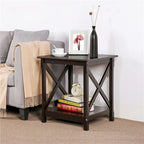 Yaheetech X Design Wood Coffee Side End Table with Storage Shelf