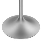 LeisureMod Verve 27 Round Dining Table with Stone TableTop and Brushed Chrome Base for Kitchen & Dining Room