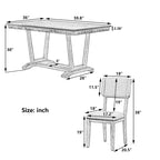 Rustic 5-Piece Dining Set - Solid Wood Table with Trestle Base, 59-inch Rectangular Dining Table and 4 Upholstered Chairs