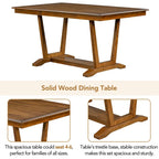 Rustic 5-Piece Dining Set - Solid Wood Table with Trestle Base, 59-inch Rectangular Dining Table and 4 Upholstered Chairs