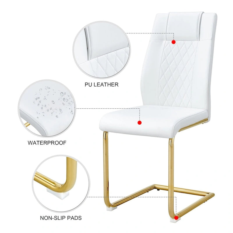 Modern dining chairs, set of 6, with faux leather soft cushion seats